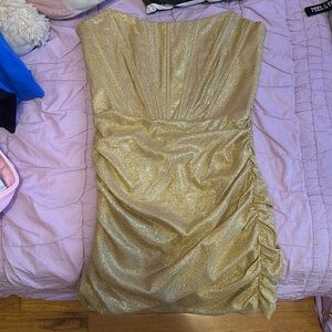 baby boo gold corset mini dress